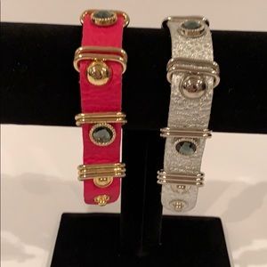 Adjustable Pink and Silver Bracelets (set of 2)